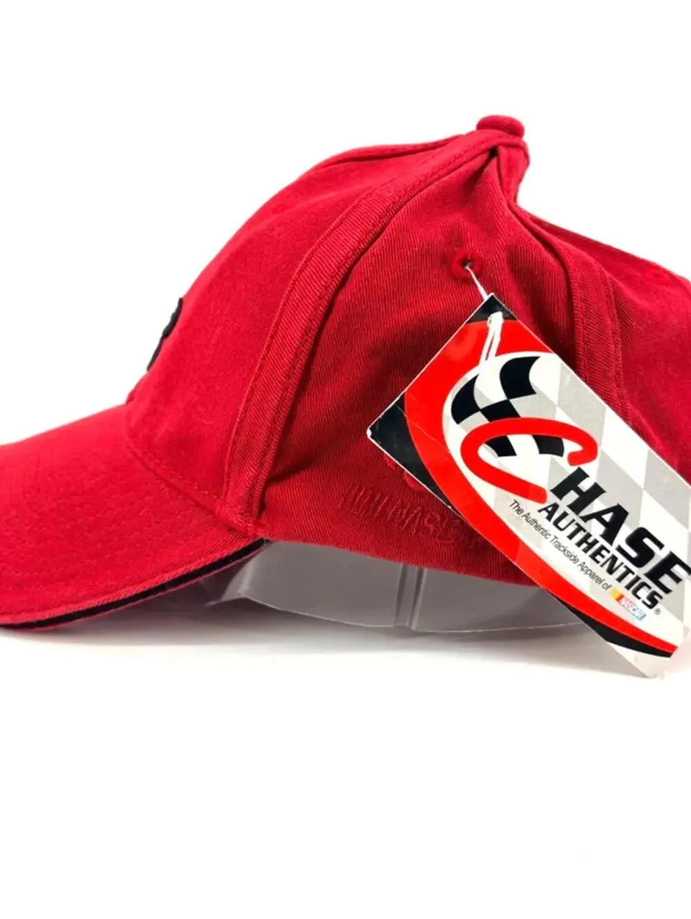 NOS Vintage Chase Authentics Crown B Dale Jr 8 Red Seam Covered A-Flex Cap - Picture 2 of 4